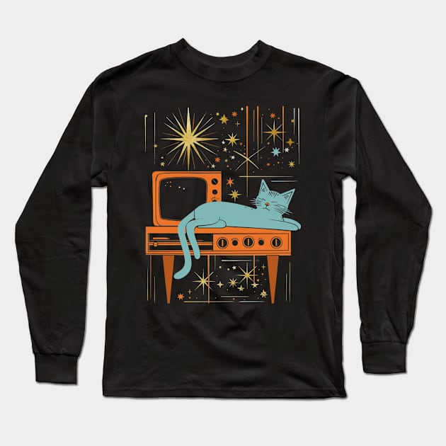 Mid Century Modern CAT Inspired Artworks Long Sleeve T-Shirt by Mckenna Paucek